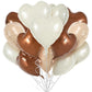 TONIFUL 30Pcs 18 Inch Cream White Heart Balloons Light Brown Coffee Heart Shape Foil Balloons Decoration for Birthday Valentine