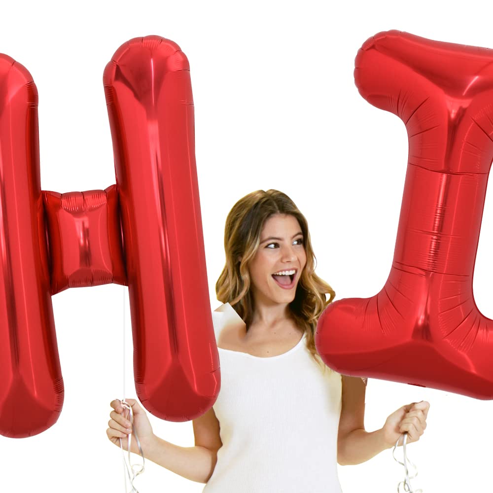 Toniful 40 Inch Large Bright Red Letter Balloons A-Z, Giant Jumbo Helium Foil Mylar Big Letter I Balloons For Birthday Party Ann