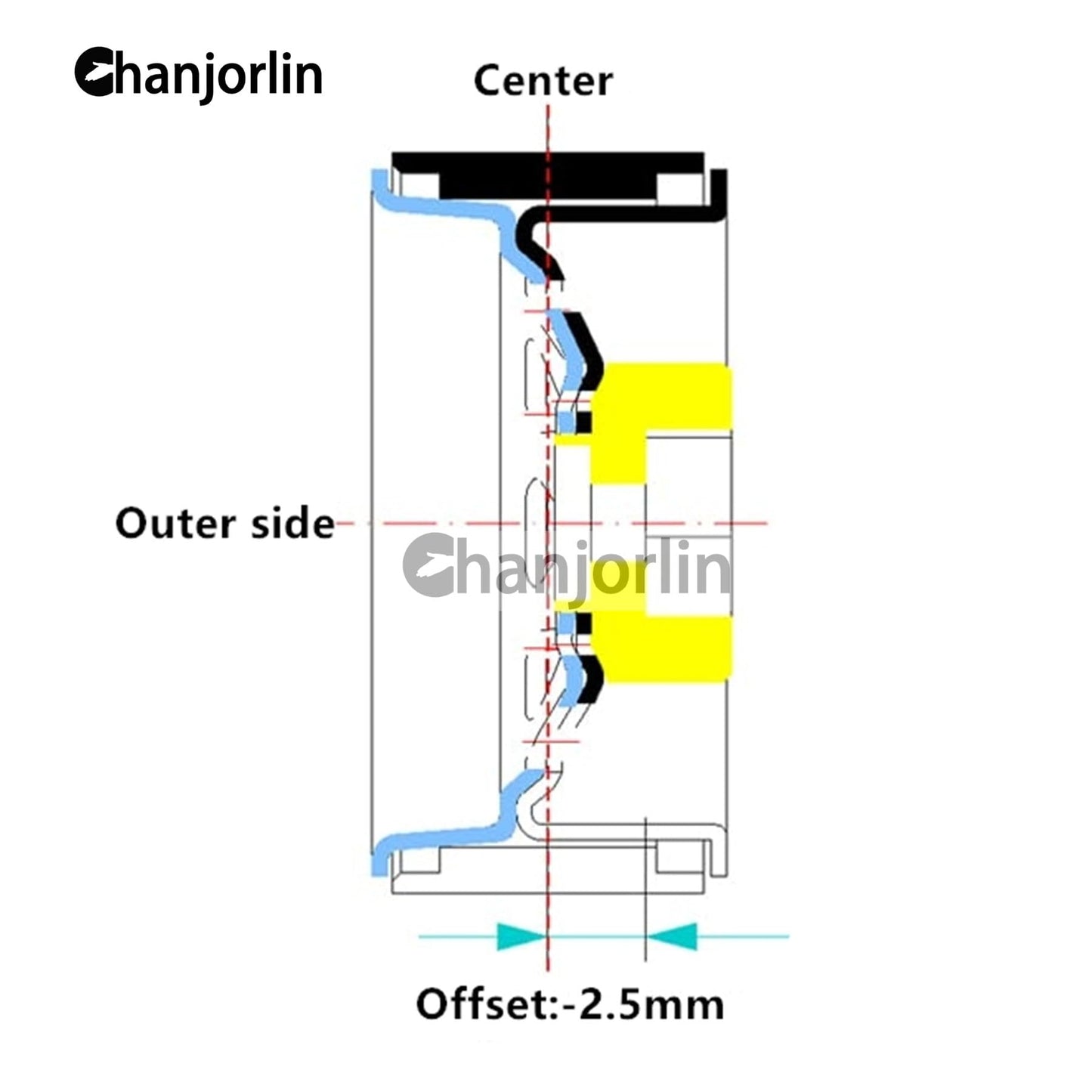 Chanjorlin 1/10 On Road Tires and Aluminum Wheels 12mm Hex RC Rally Racing Tyres OD 2.56'' for Tamiya TT01 TT02 XV01 TA06 A959 P