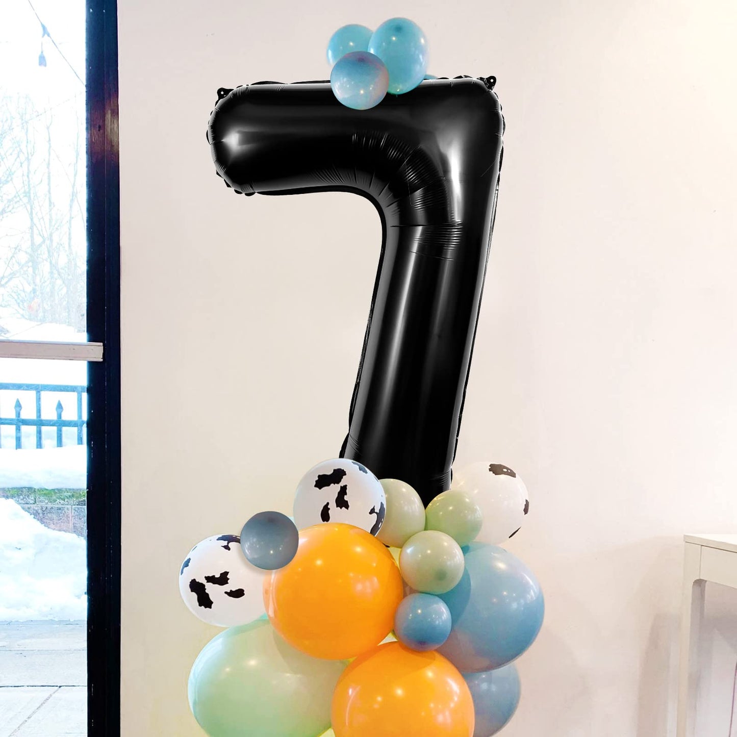 Large Black Number 7 Balloons, 40 Inch Foil Balloons, Giant Number Balloons For Women/Men Birthday Party Anniversary Celebration