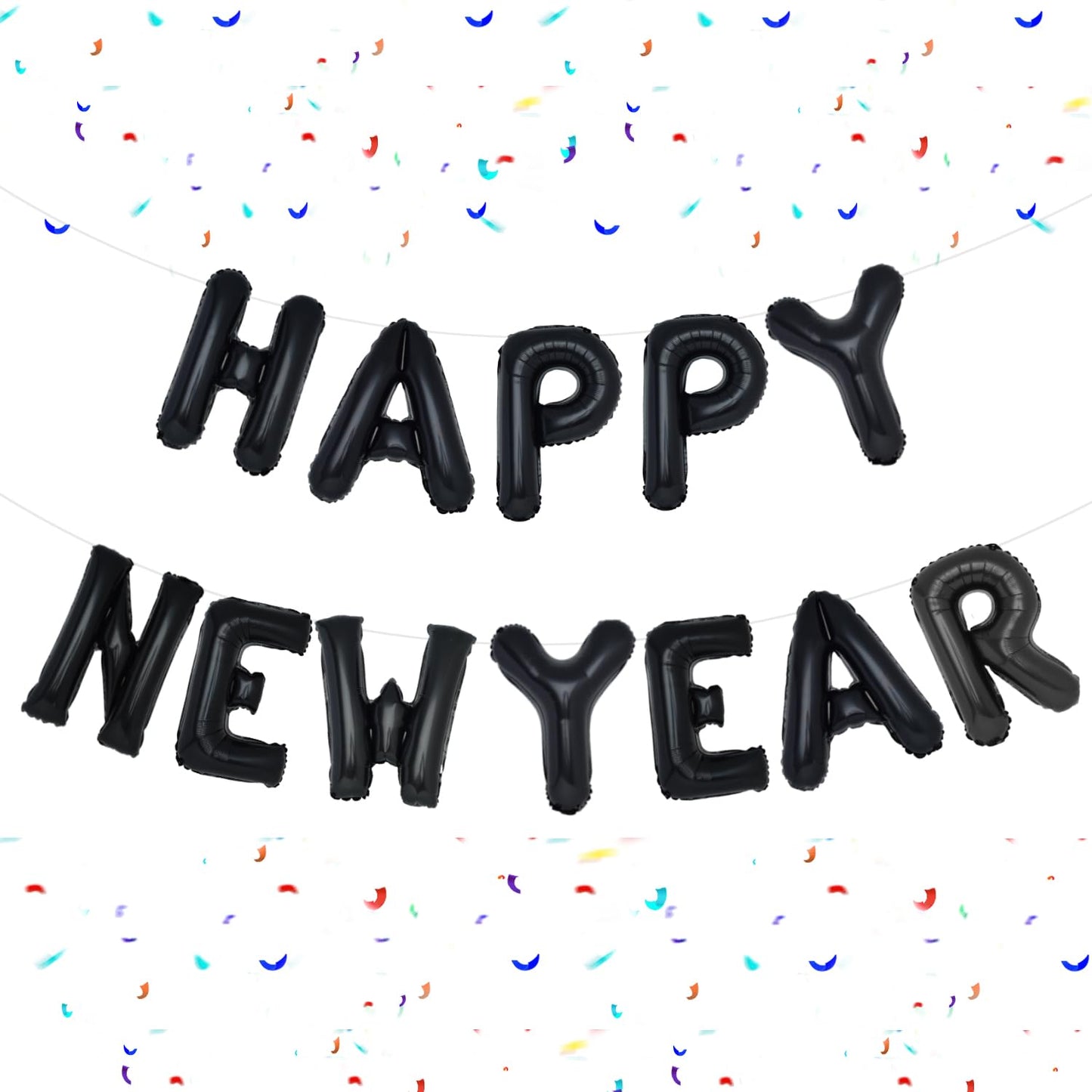 Pigetale Black Happy New Year Balloons, 16 Inch Happy New Years Letter Balloons, Happy New Year Banner For 2024 Happy New Year E