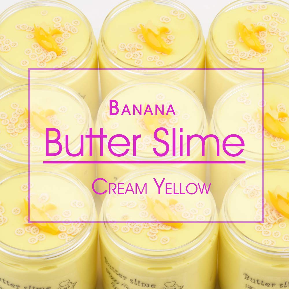 Banana Yellow Butter Slime 7OZ with Slices  200ML Scented Premade Butter Slime for Kids Party Favors Non Sticky Stretchy DIY Toys for Girls Boys