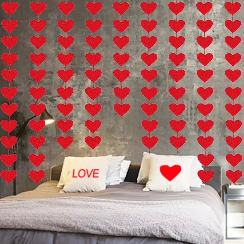 HK balloons Happy Birthday Banner Decoration for Boys, Girls, Boyfriend, Girlfriend, (Red Heart Garland Curtains)