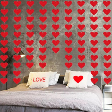 HK balloons Happy Birthday Banner Decoration for Boys, Girls, Boyfriend, Girlfriend, (Red Heart Garland Curtains)