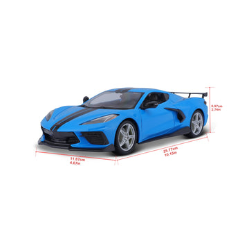 Maisto 1:18 Scale Model - 2020 Chev Corvette Stingray Z51, High-Wing, Blue, Plastic, Model 31455-00000063