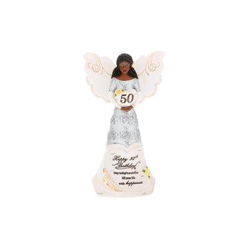 Pavilion Gift Company - Happy 50Th Birthday - 6' Ebony African American Angel Figurine Religious Best Friend Bestie Bff God Jesus Lover Christian Christ Gift Present