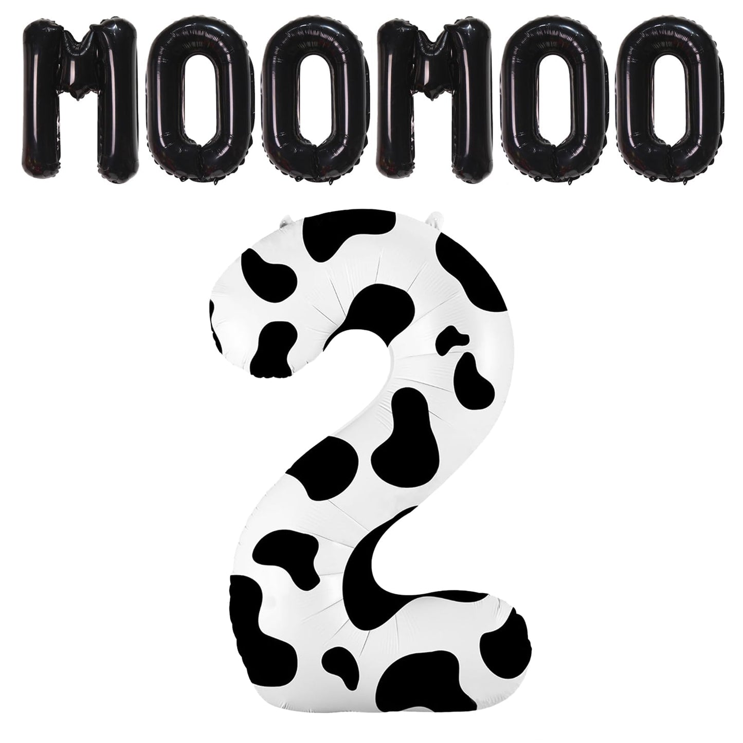 40 Inch Cow Print Balloon, Number 2 Balloons Cow Balloons For 1St Birthday Decoration, Large Cow Number Balloons For Western Par