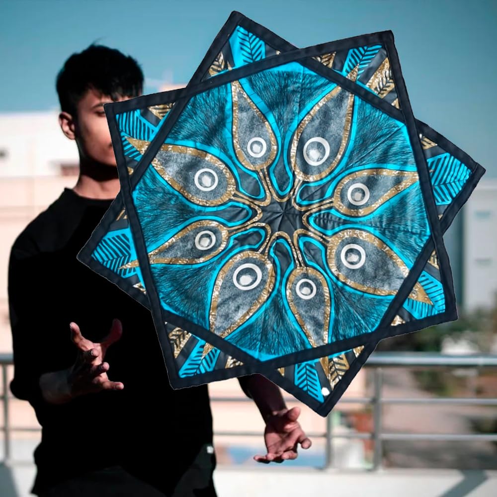 AMAZEABLES Star Air Flow Star, Spinning Cloth Flowstar, Dapo Star, Perfect for Juggling and Flow Arts, Portable and Durable (Bla