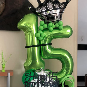 Paticool 40 Inch Green Number Balloon 5, Large Number Foil Balloons Mylar For Girl Boy Birthday Party Celebration Decorations Su