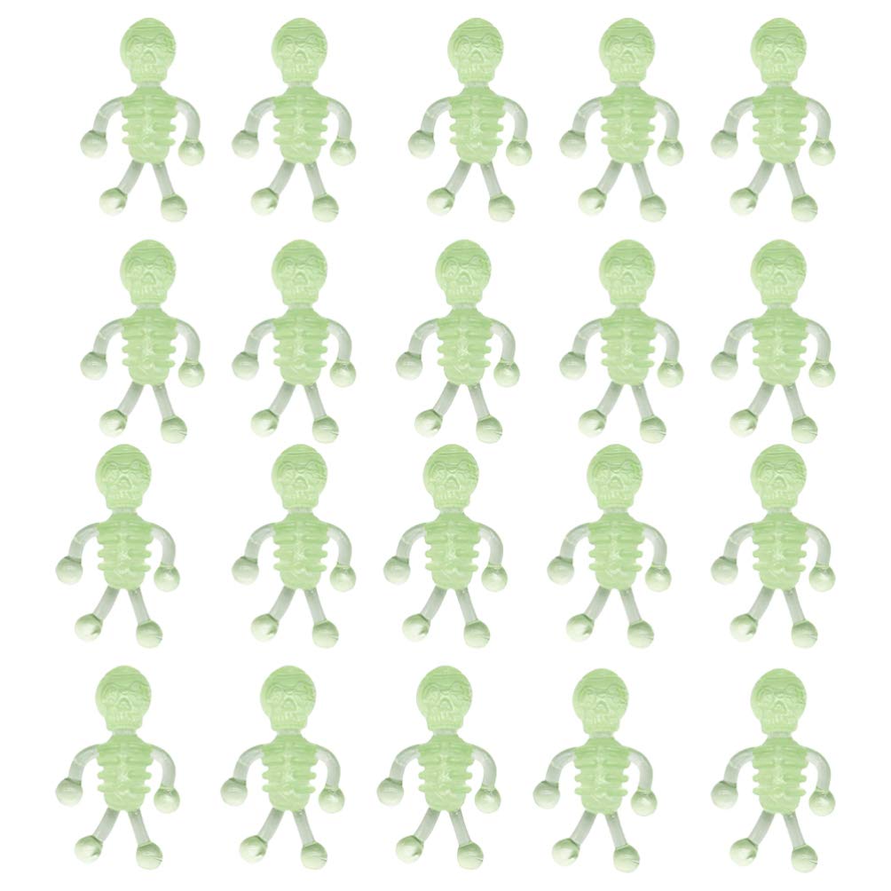 TOYANDONA 20pcs Stretchy Halloween Toys, Halloween Glow in The Dark Skeleton Toy Luminous Skeleton Toy for Kids