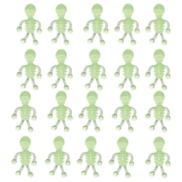 TOYANDONA 20pcs Stretchy Halloween Toys, Halloween Glow in The Dark Skeleton Toy Luminous Skeleton Toy for Kids
