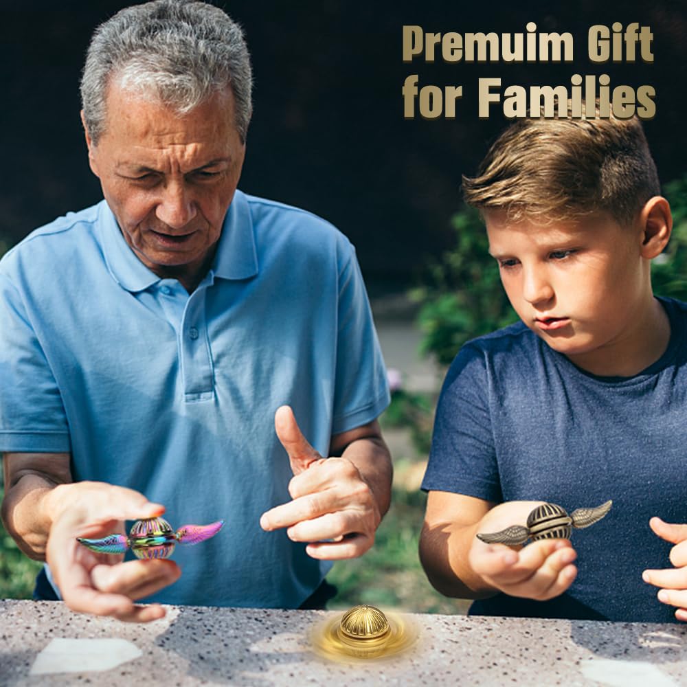 Umnodobn Brass Fidget Hand Spinner For Kids & Adults, Metal Finger Spinner Spinning Toys For Anxiety Relief, Reducing Boredom Cool Gadget Christmas Birthday Gifts Stocking Stuffer For Boys Age 3-12