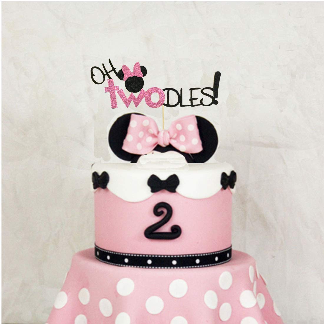 Oh Twodles Balloons Pink Second Birthday Cake Topper 2Nd Banner Party Supplies Decorations Photo Prop For Girl Baby Bday