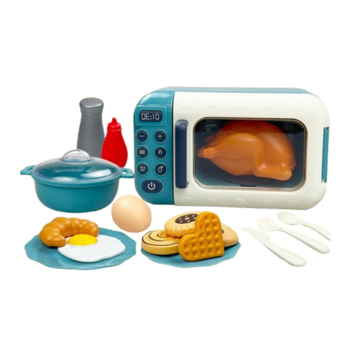 Club Bollywood17Pcs Kids Pretend Play Microwave Toys Decor Cooking Utensils for Girls Boys Blue|Baby|Toys for Baby|Developmental