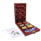 GSE Folding Wooden Mancala Board Game with Multi-Color Glass Stones and Storage Bag  Portable Family Travel Strategy Games Set for Kids & mature-themeds (Mahogany)