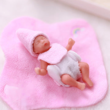 Babeside Mini Silicone Baby Dolls, 3 Inch Realistic Newborn Baby Dolls Full Silicone Sleeping Little Baby Dolls Mini Real Life Baby Girl Miniature Baby With Playset Accessories(Pink)
