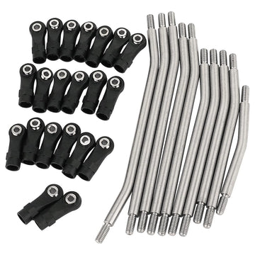 RZXYLRC 313mm Wheelbase 10Pcs Stainless Steel Link Rod Linkage for 1/10 RC Axial SCX10 II AX90046 AX90047 Rock Crawlers Metal Up