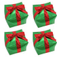 Deermon 4 Piece Green Christmas Gift Box Balloons With Red Ribbon, Square Shape Present Gift Box Cube Aluminum Foil Balloon For 