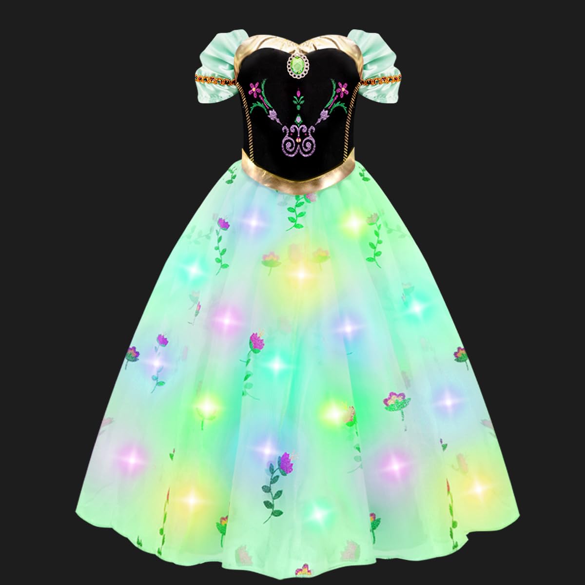 Meland Princess Dress Up for Girls - Light Up Princess Dress for Role Play, Halloween Costume for Toddler Girls 3-10 (3-4 Years)