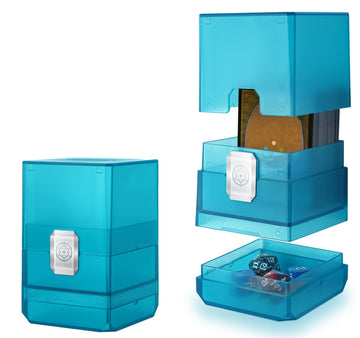 Sooez Heavy Duty Mtg Deck Card Box With Dice Storage, 100+ Deck Case Boulder, Perfect Deck Holder For Mtg Commander/Yugioh/Tcg And Sports Cards (Sky Blue)
