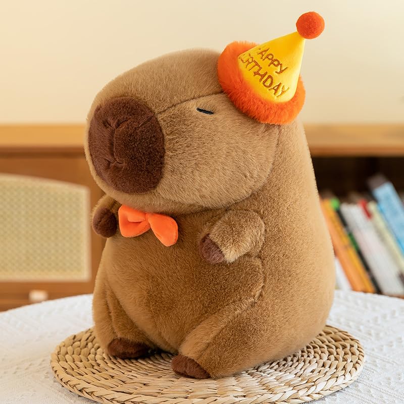 Arkdorz Cute Birthday Capybara Plush,12Inch Kawaii Capybara Stuffed Animal Soft Stuffed Capybara Toy Birthday Gifts Party Decora