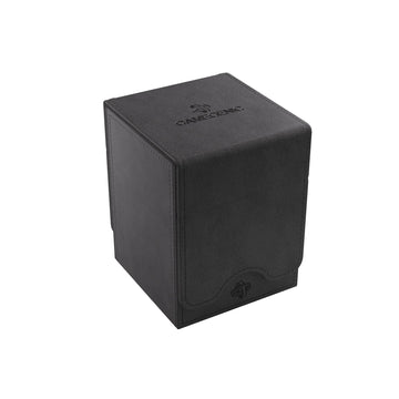 Squire 100+ Xl Convertible Deck Box | Card Storage Box With Removable Cover Clips | Holds 100 Double-Sleeved Cards In Extra Thick Inner Card Sleeves | Black Color | Made By Gamegenic