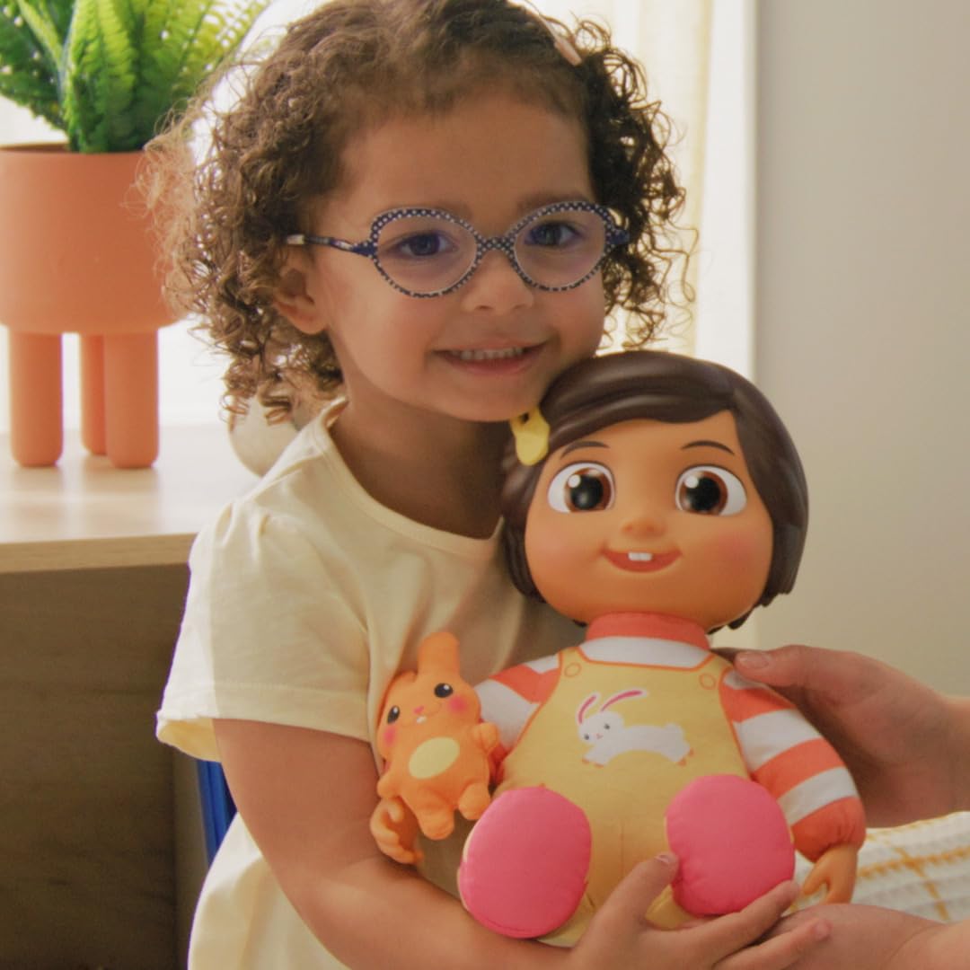 Cocomelon My Friend Nina Doll, Soft Plush Body - Music, Sounds, And Phrases In Spanish And English - Attached Bunny Plush Included - Toys For Preschoolers