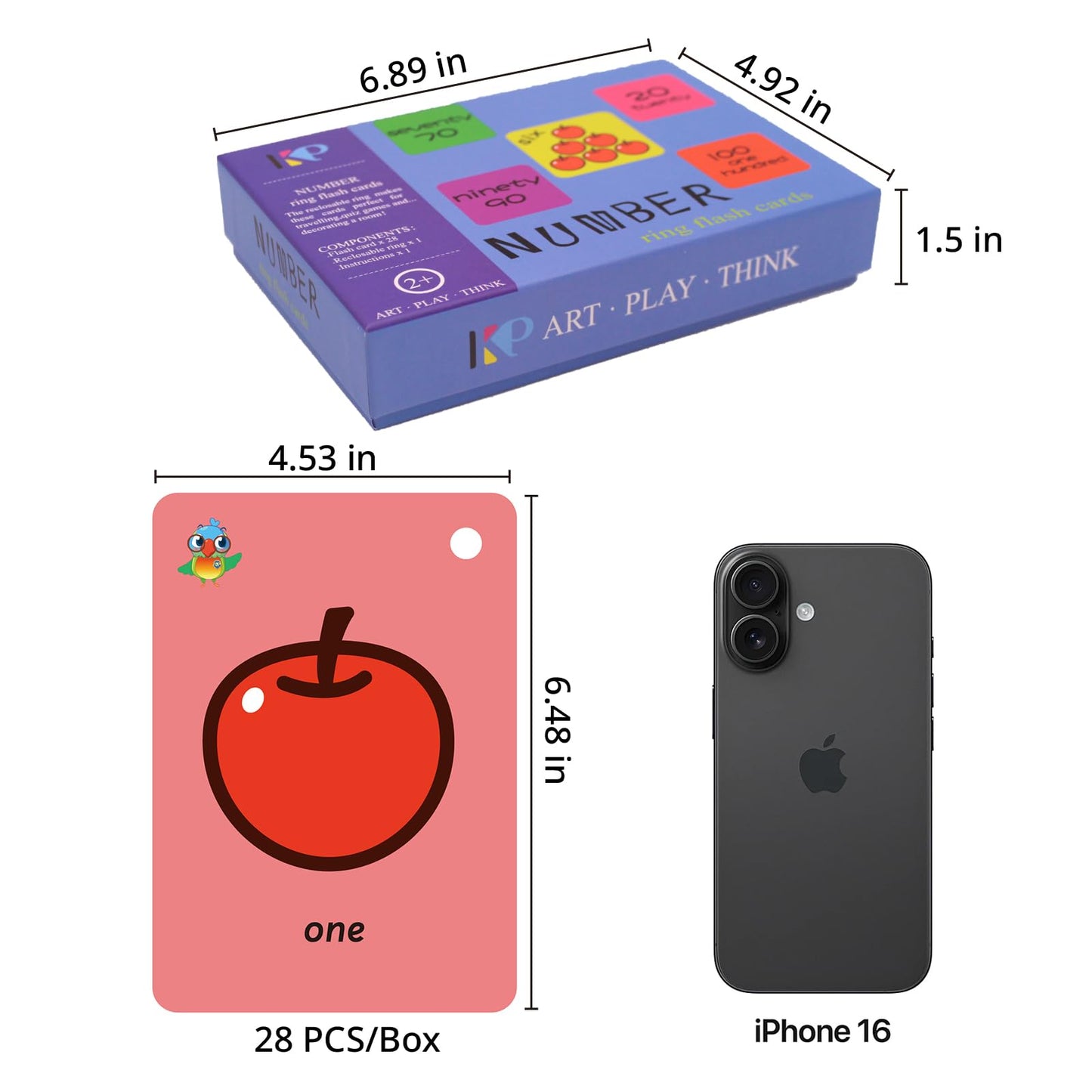 Toddler Number Kids Flash Cards,No.123 Sight Words with Pictures Flash Cards for Toddler,Kindergarten Learning Cards for Kids,Ch