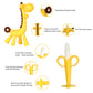 HAILI XMGQ Baby Teething Toys Set - 7 Piece Silicone Teether & Banana Finger Toothbrush, BPA Free, Pink Giraffe Shape for Infants