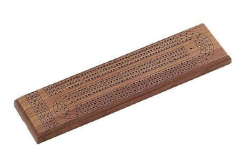 15' Wooden Walnut 3 Track Cribbage Game Board, Medium Brown
