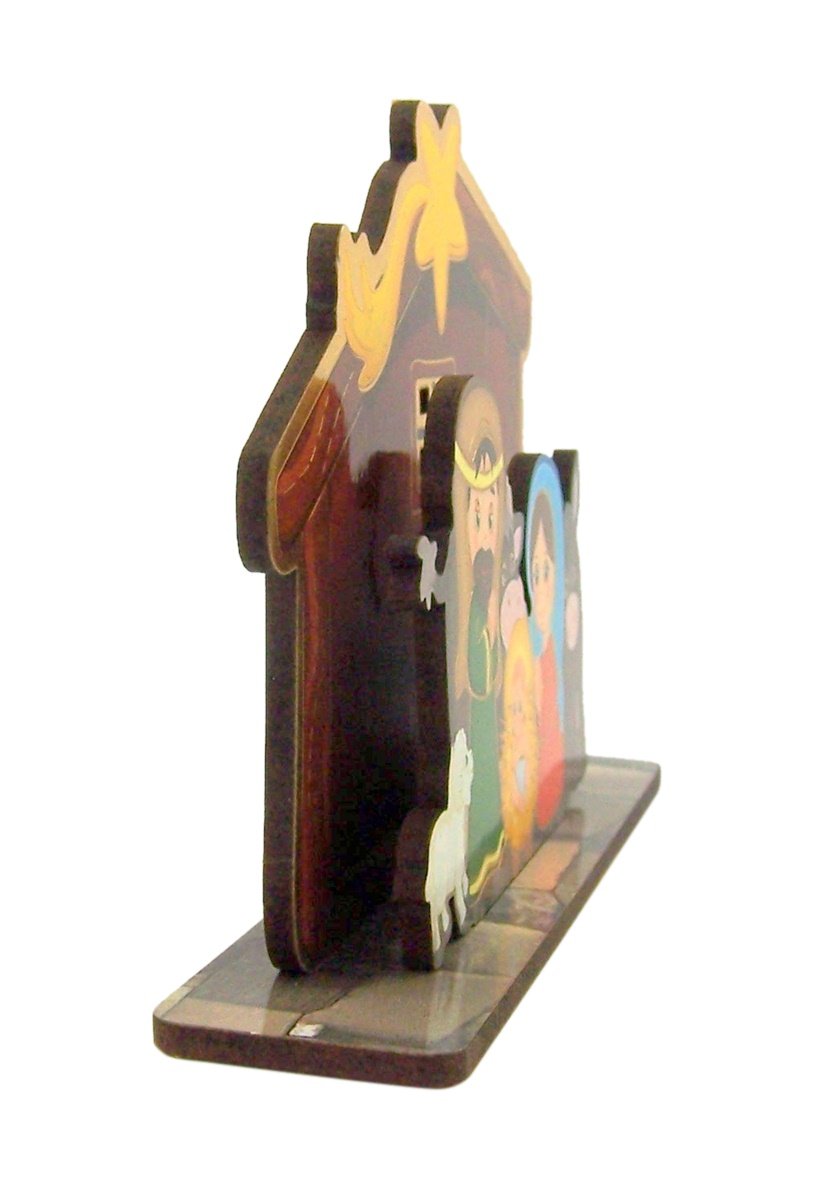 Hirten Wooden Holy Family In Manger Standing Christmas Nativity Figurine, 3 1/2 Inch
