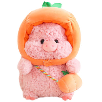 Elainren Pumpkin Pig Stuffed Toy Ultra-Soft Plush Pig Wearing Pumpkin Hat And Pumpkin Backpack, Kawaii Piggy Plushie Doll Dress