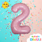 DIWULI Number Balloon - 40 Inch Pastel Pink Foil - Large Number 2 for 2nd Birthday Party Decorations - XX-Large