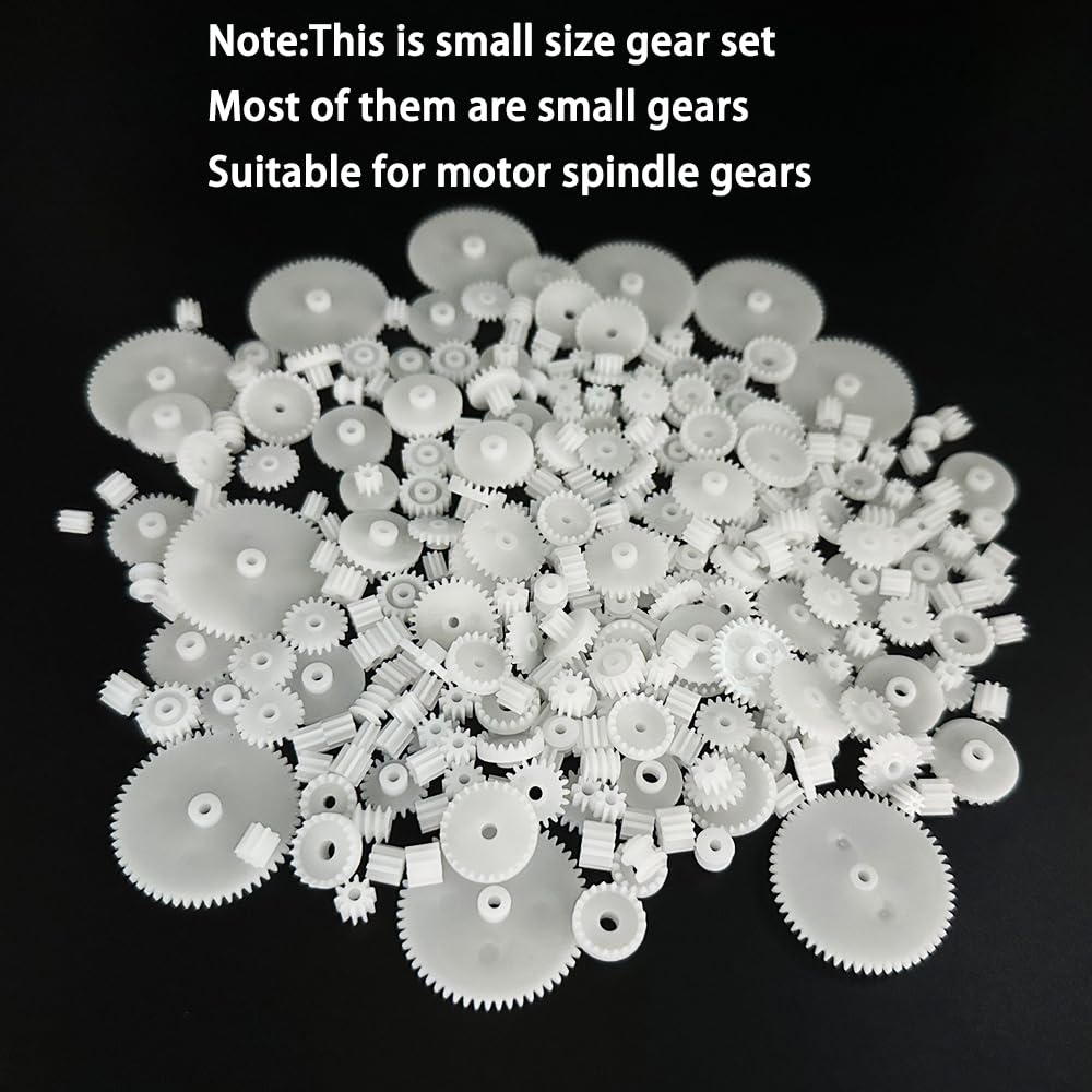 200PCS Module 0.5 Plastic Gear Single Gear Spindle Gear Small Motor Gears for DC Motor RC Car Robot DIY Model Toy Parts (White)