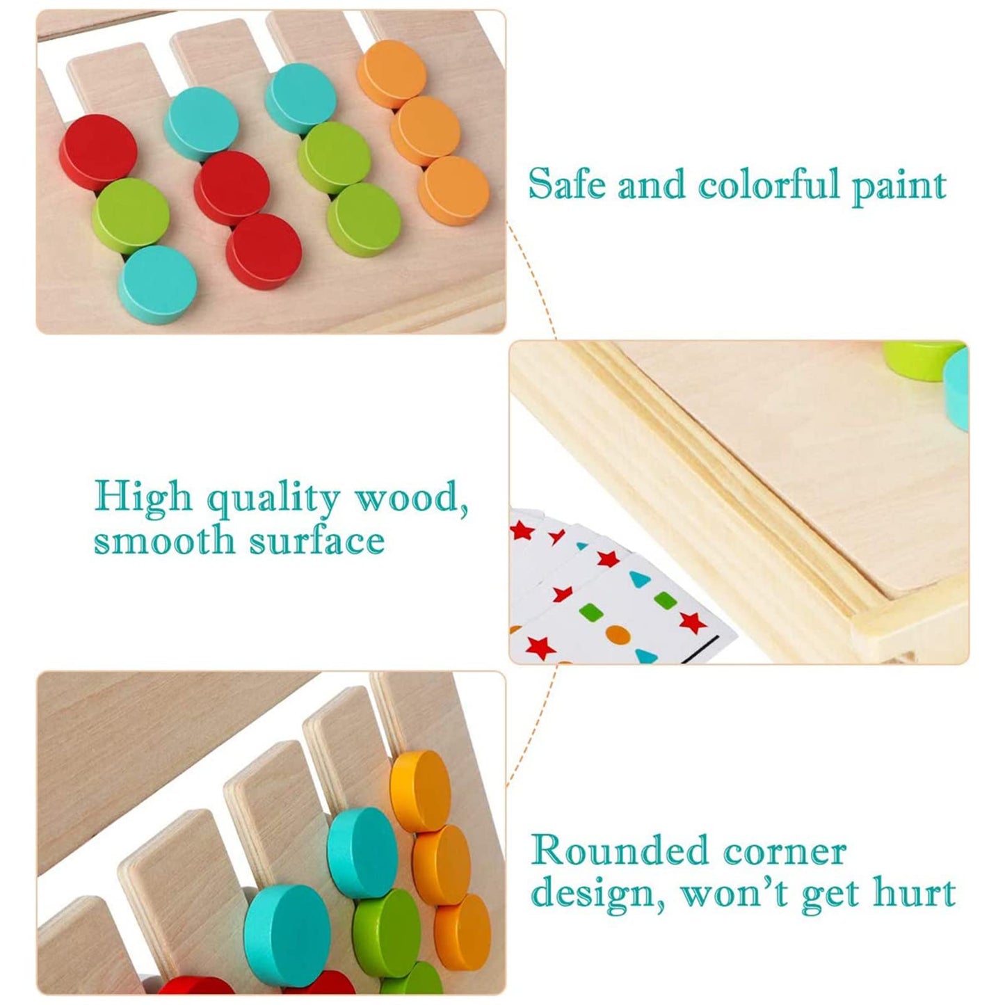 AugToy Montessori Slide Puzzle - Color & Shape Matching Educational Wooden Toy for Kids Age 3-7, Travel Gift