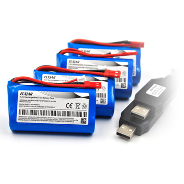 Coonyard (4-Pack) 7.4V 1500mAh LI-ION Battery Replacement for HUANQI HQ957 948 848 MJX F45 T23 RC Car Double Horse 9118 RC Helic