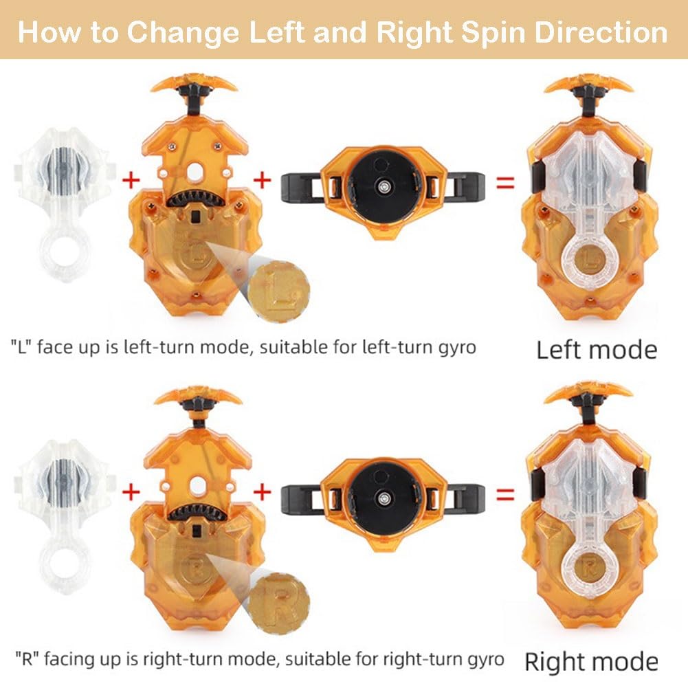 Bey Battling cutting edge Burst Launcher and Grip  B-184 Left Right Spin String Launcher Grip DB Layer System Compatible with All Bey Burst Series - Golden