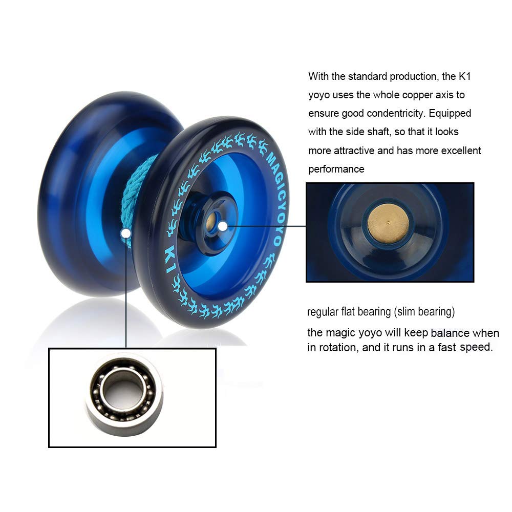 Pack Of 3 Beginner Yoyos For Kids, Magicyoyo K1-Plus Responsive Yoyos With 3 Yoyo Gloves, 3 Yoyo Bags, 18 Strings, All In A Gift
