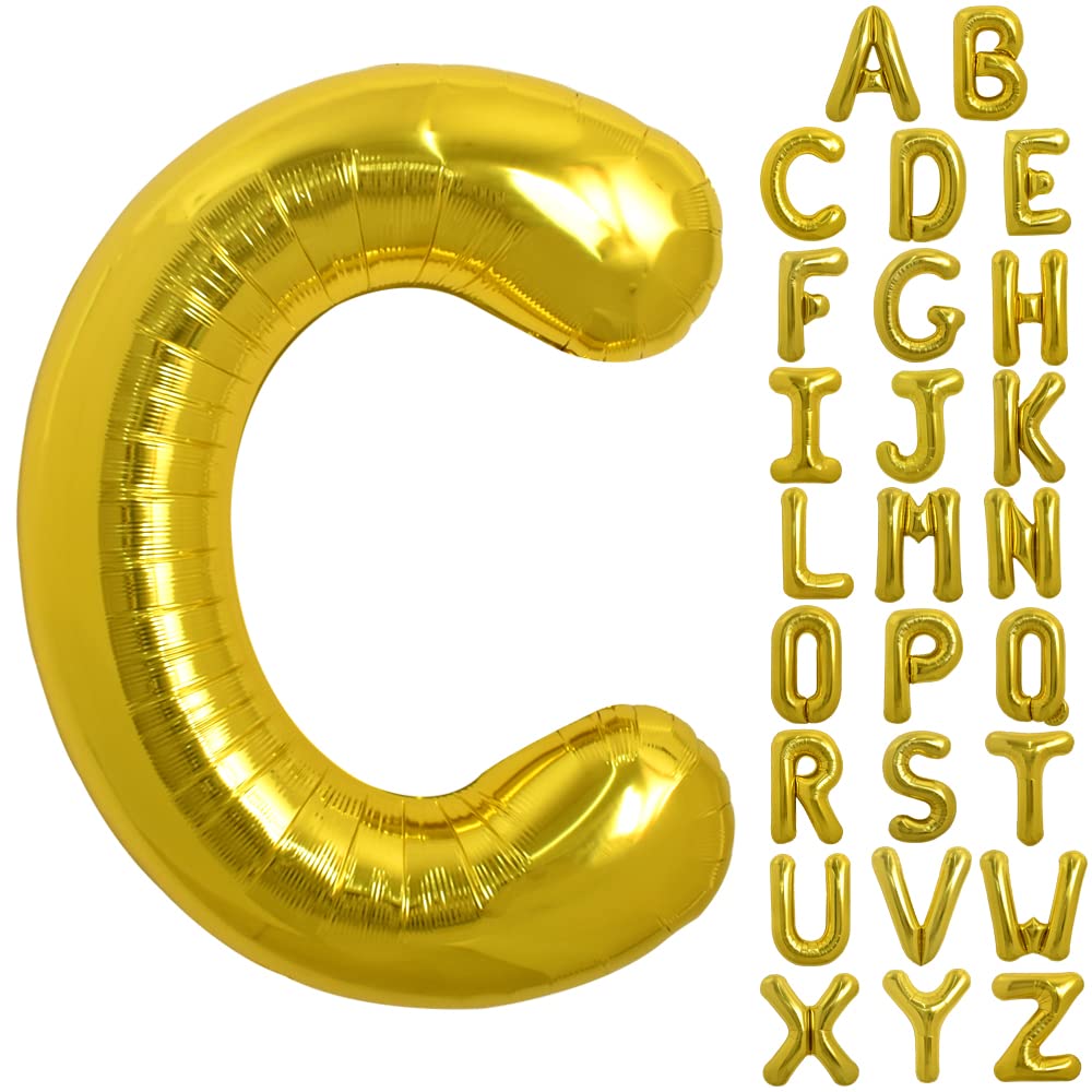 Toniful 40 Inch Large Gold Letter C Balloons Helium Balloons,Foil Mylar Big Balloons For Birthday Party Anniversary Supplies Dec
