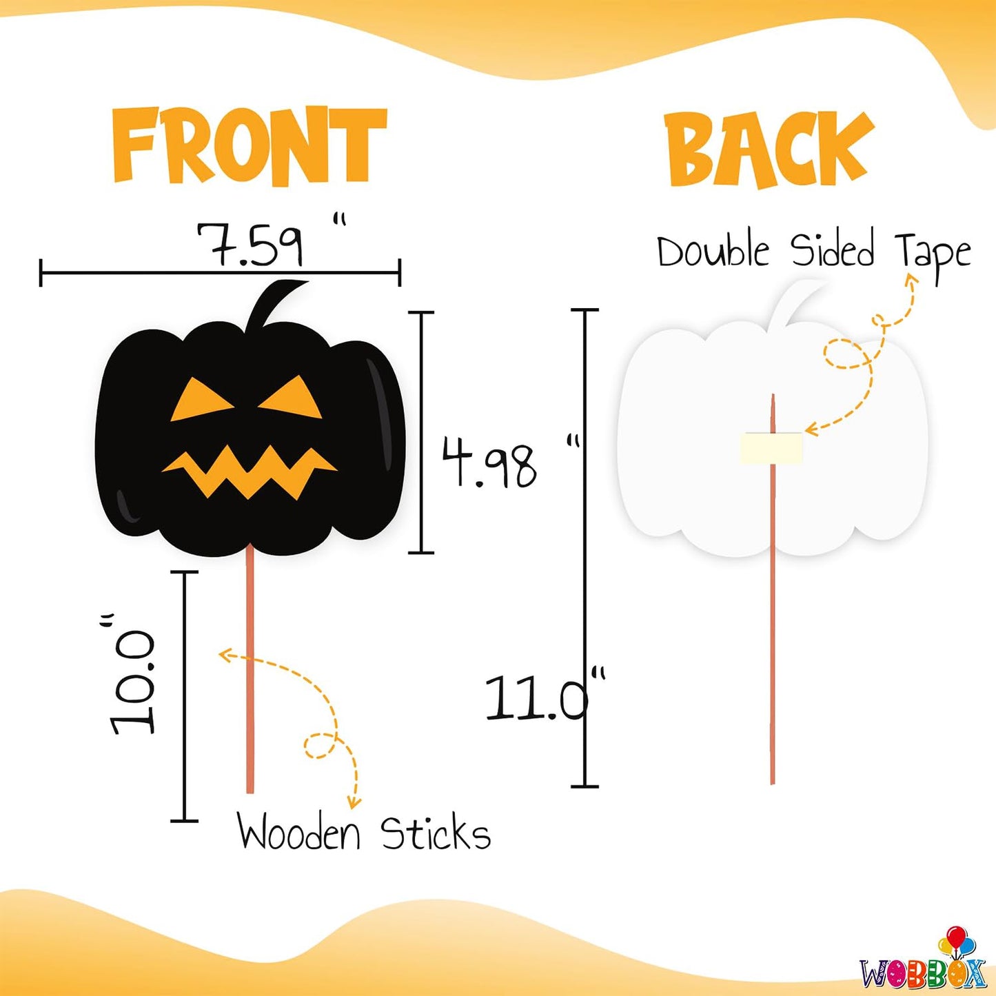 Wobbox Halloween Party Prop Photo Booth Props Diy Kit With Bunting Banner For Party Supplies Featuring Boo Pumpkin Ghost Hallowe