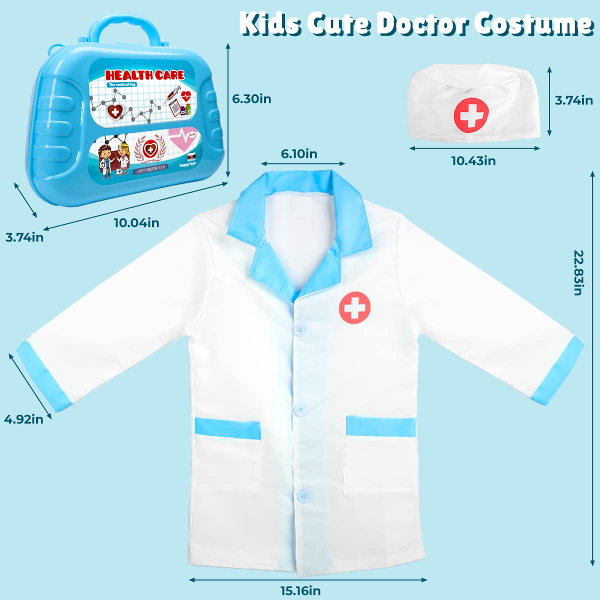 Meland Toy Doctor Kit - Pretend Play Set with Stethoscope & Costume for Kids Ages 3-6, Ideal Role Play Gift, Plastic Carrying Case