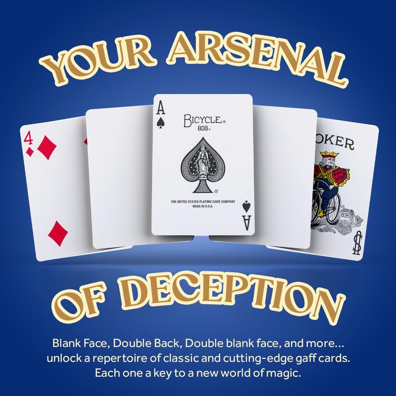 Hat Trick Magic Bicycle Rider Back Gaff Playing Card Decks (Blank Face, Blue Back)