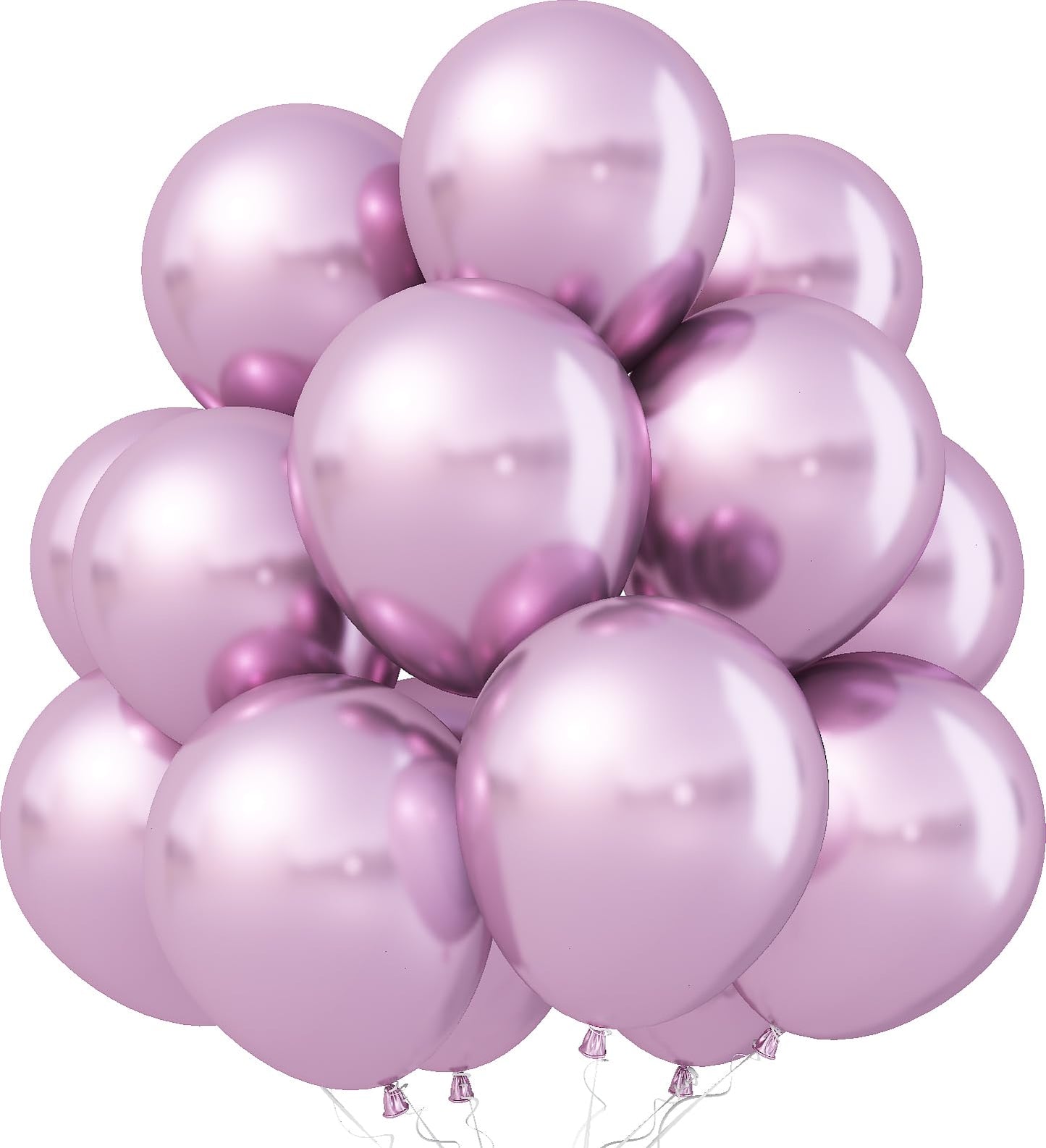 Jobkoo Metallic Pink Balloons, 12Inch Chrome Light Pink Balloons 30Pcs Light Purple Metallic Party Balloons Shiny Baby Pink Chro