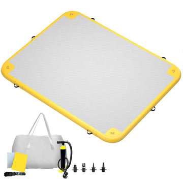 GONFLABLE Inflatable Floating Dock for mature-themed  12x6ft Inflatable Swimming Water Platform Raft with Air Pump& Carry Bag  Floating Island Mat for Pool Lake Beach Ocean (Yellow  12 x 6ft)