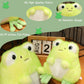 Elainren Chubby Anime Frog Plush Toy Furry Frog Stuffed Animals Kawaii Green Froggie Plushie Dolls Gifts/13.8''