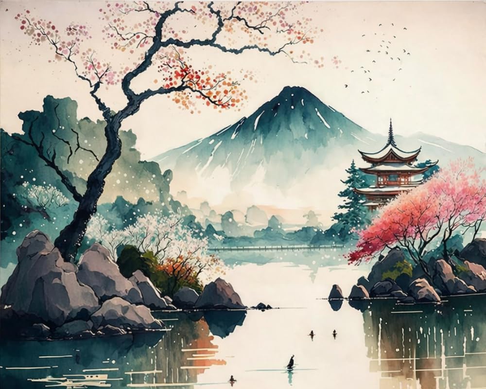 Tulip N Turtle Mt Fuji Signature Series Ss 03 Tube Packing Diy Acrylic Paint By Number Kit For Adults Beginner Canvas Painting B