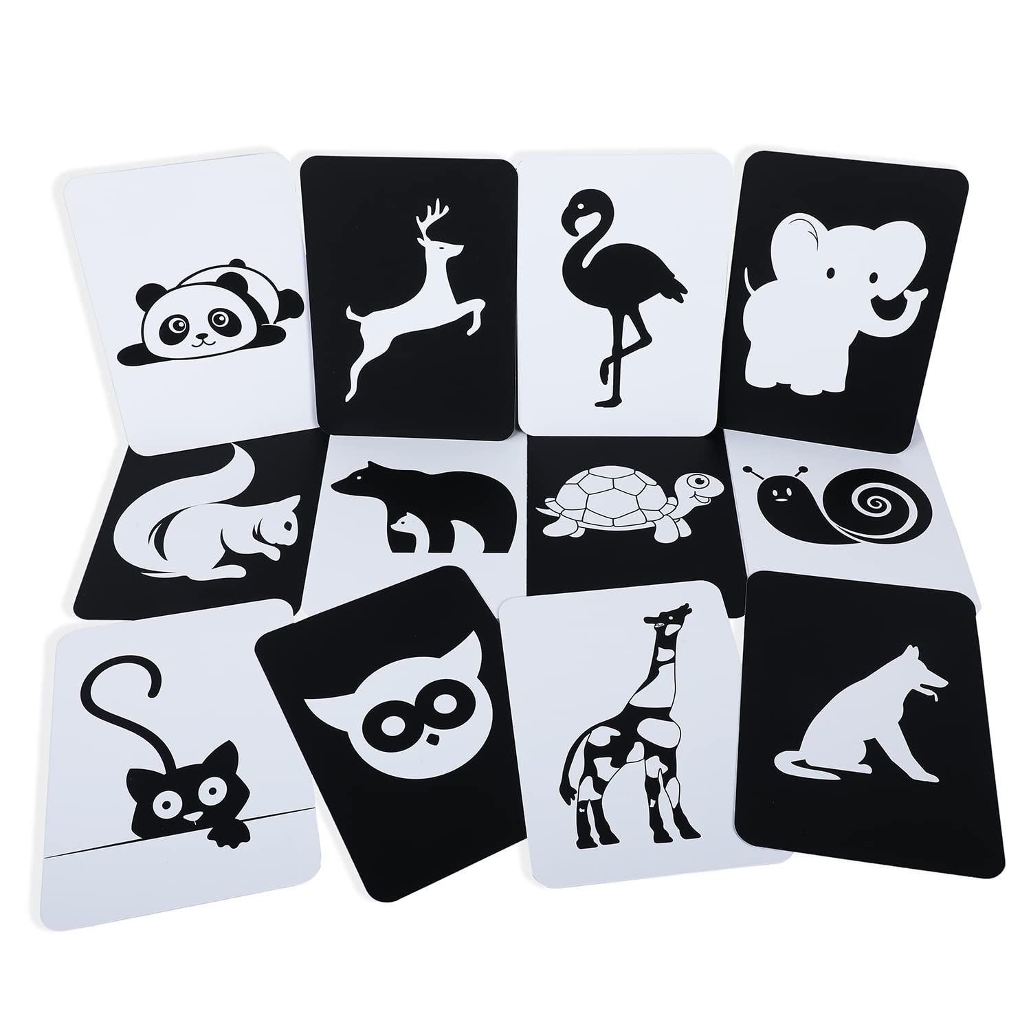 Baby Moo High Contrast Flash Cards Pack Of 12 Bundle Of Animals And Objects And Vehicles And Patterns Black And White
