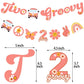 Ushinemi Two Groovy Party Decorations, Hippie Two Groovy Hanging Banner With Boho Garland, Retro Hippie Decor For Kids Girls