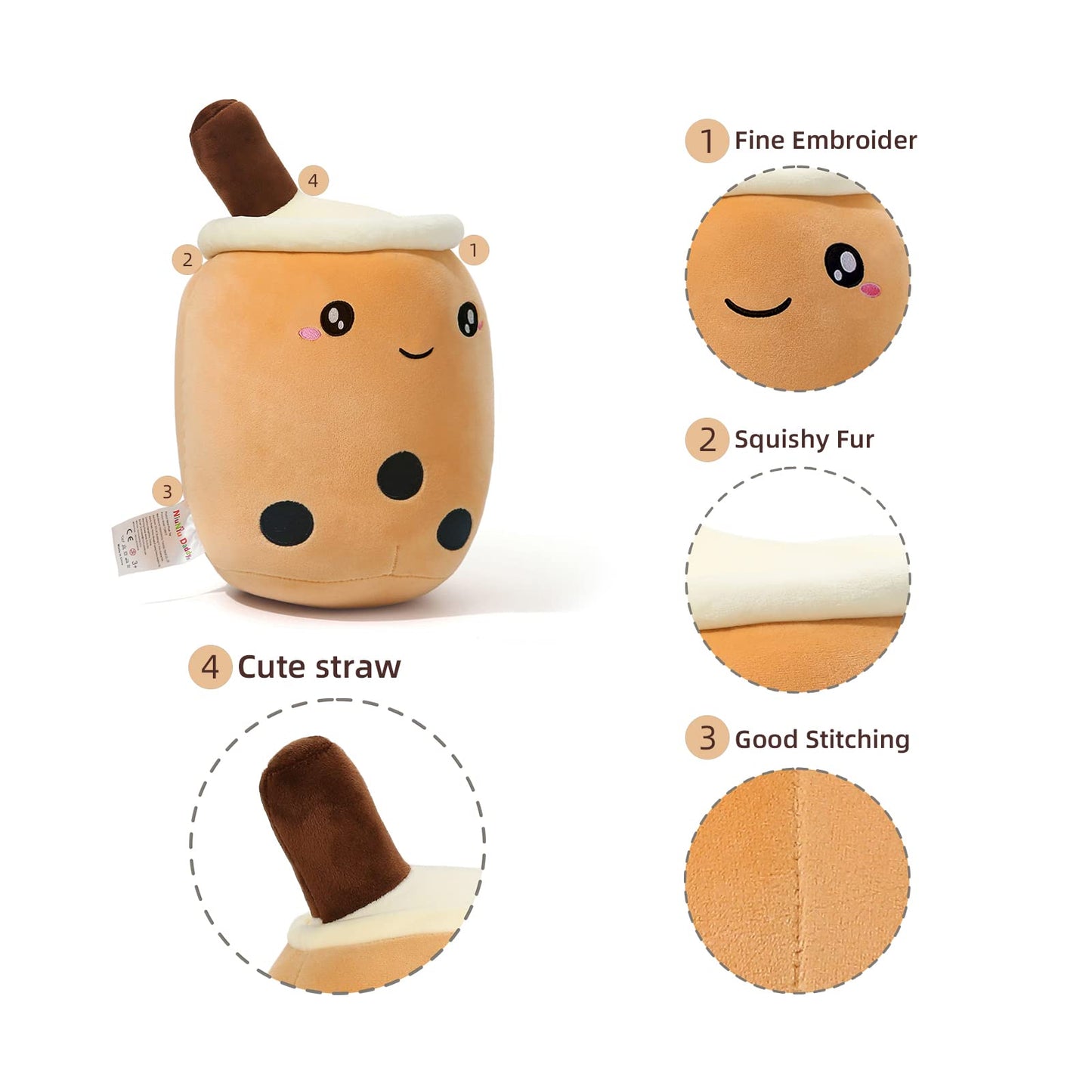 Niuniu Daddy Boba Plush 9.4In Mini Kawaii Plushies Bubble Tea Cute Squishy Pillow Soft Small Milk Tea Stuffed Animal For Kids/Gi