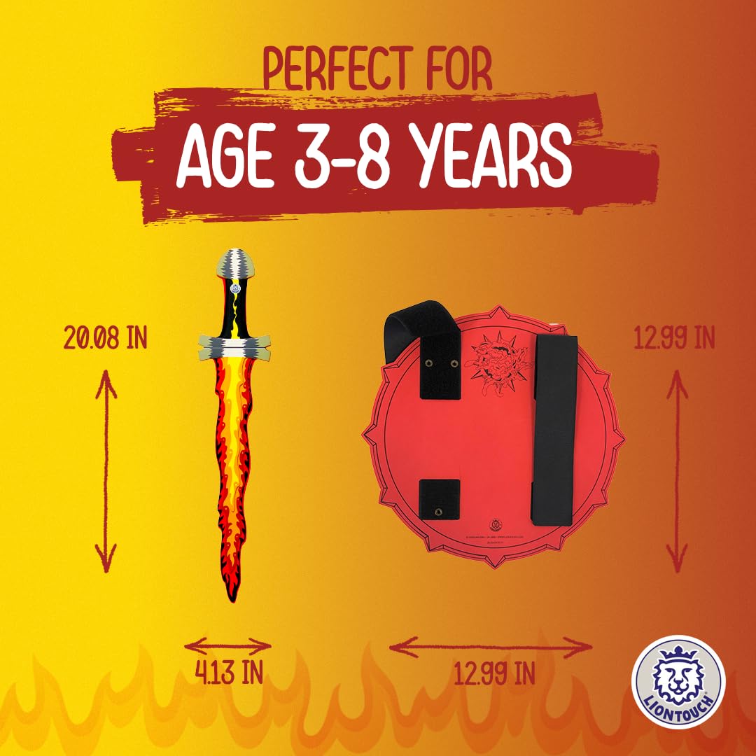 Liontouch - Fantasy Fire Flame Set | Foam decorative replica blade & Shield for Kids Age 3-8 Years | Medieval Pretend Play in Roaring Fire Style | Safe Toy  & Battle Accessories for Boys Dress Up & Costumes